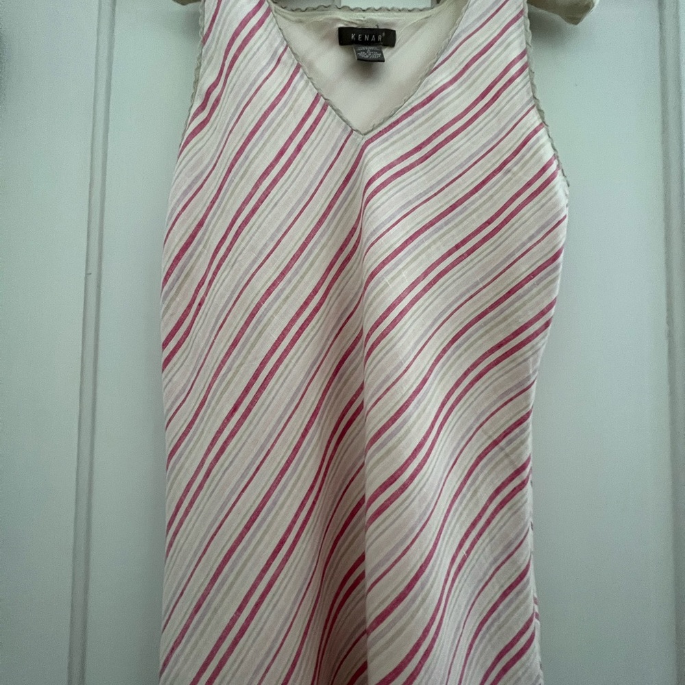 VGUC Kenar MIDI Pastel Striped Linen Dress